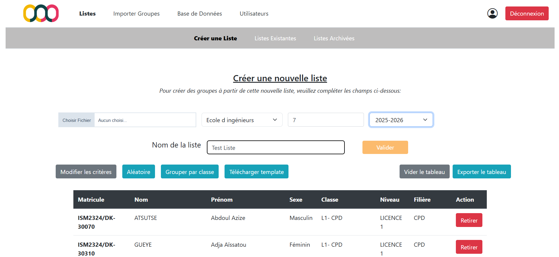 login page